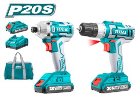 TOTAL LI-ION CORDLESS 2PCS COMBO KIT CORDLESS DRILL AND IMPACT DRIVER 20V 2Ah WITH 2 BATTERIES 2AH TCKLI2006 TOTAL ΕΠΑΓΓΕΛΜΑΤΙΚΟ ΣΕΤ ΔΡΑΠΑΝΟΚΑΤΣΑΒΙΔΟ + ΠΑΛΜΙΚΟ ΚΑΤΣΑΒΙΔΙ ΜΠΑΤΑΡΙΑΣ ΛΙΘΙΟΥ 20V ΜΕ 2 ΜΠΑΤΑΡΙΕΣ 2Ah TCKLI2006